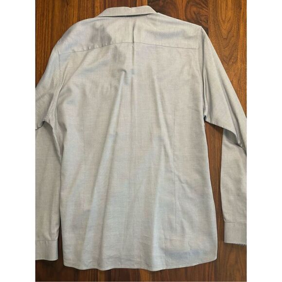 Ted Baker Men's Gray Collared Long Sleeve Cotton Button-Down Shirt Size 5 - Picture 8 of 8